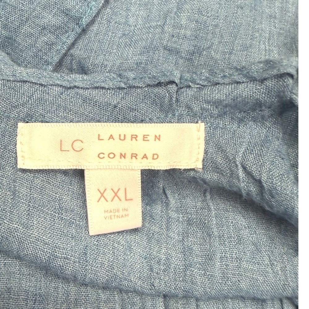 Laure Conrad light Blue Women's gauze Peasant Blouse size XXL tie back - Picture 4 of 5